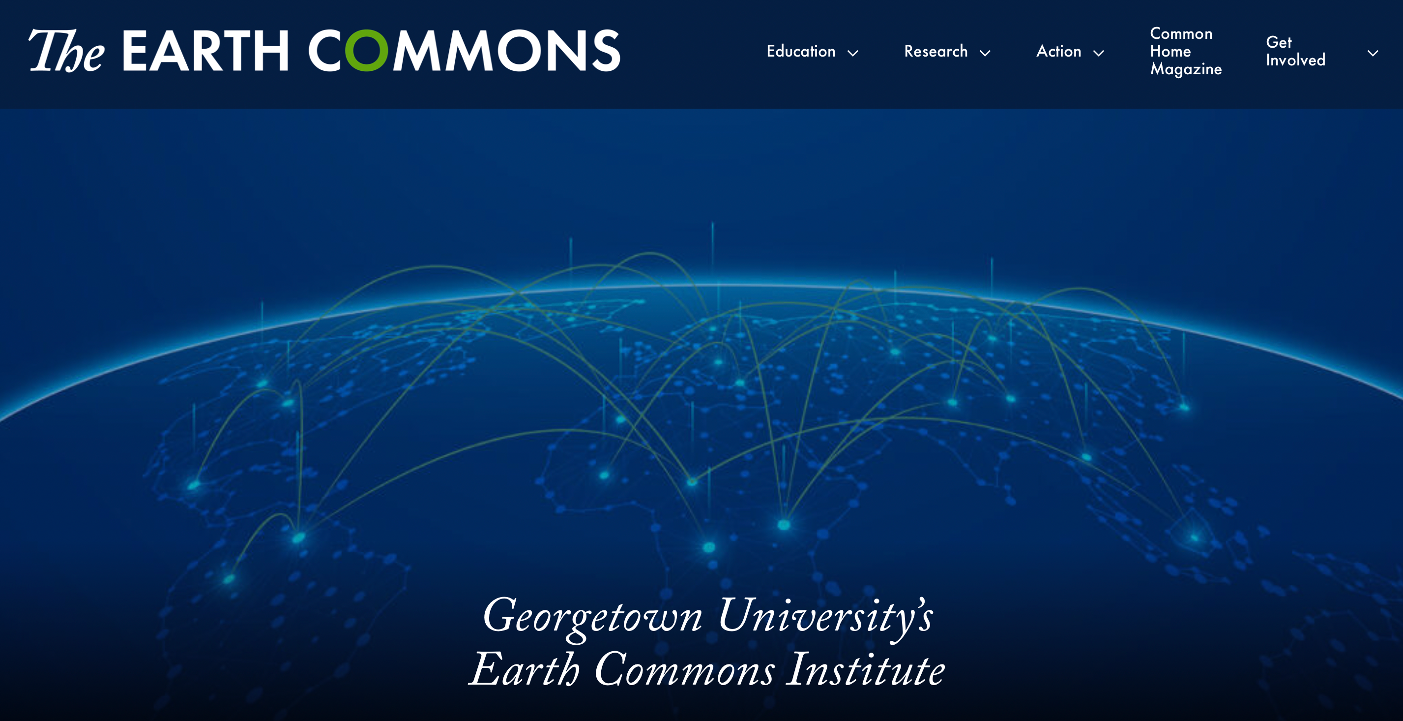 Earth Commons website homepage with interconnected points on a globe
