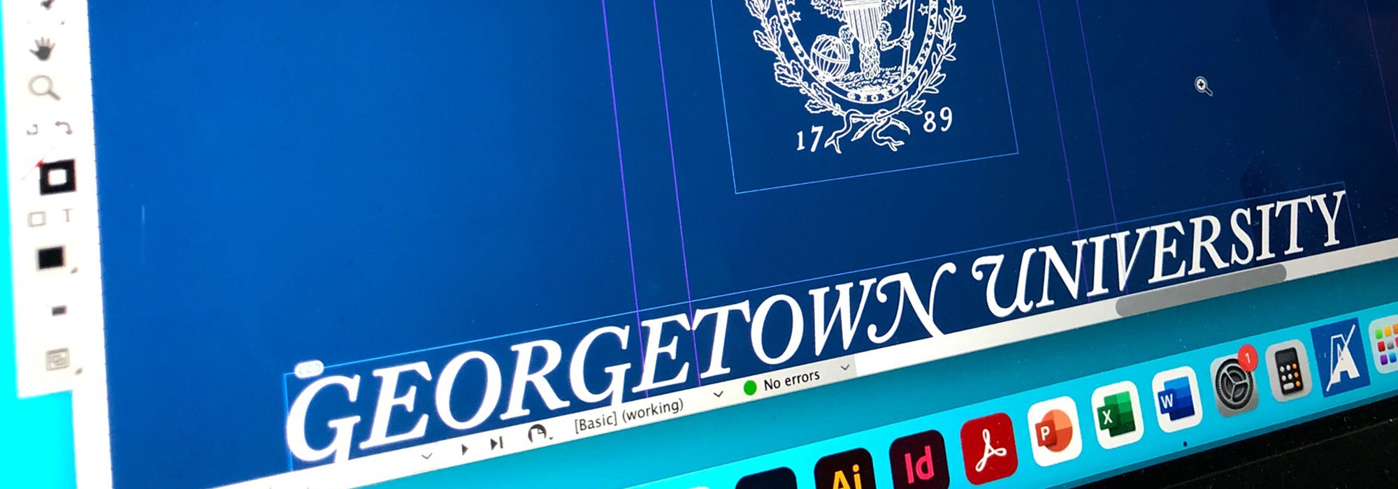 Laptop screen with a Georgetown design in progress